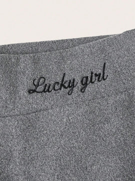 Essnce 2 piezas Pantalones con estampado de letra de cintura ancha