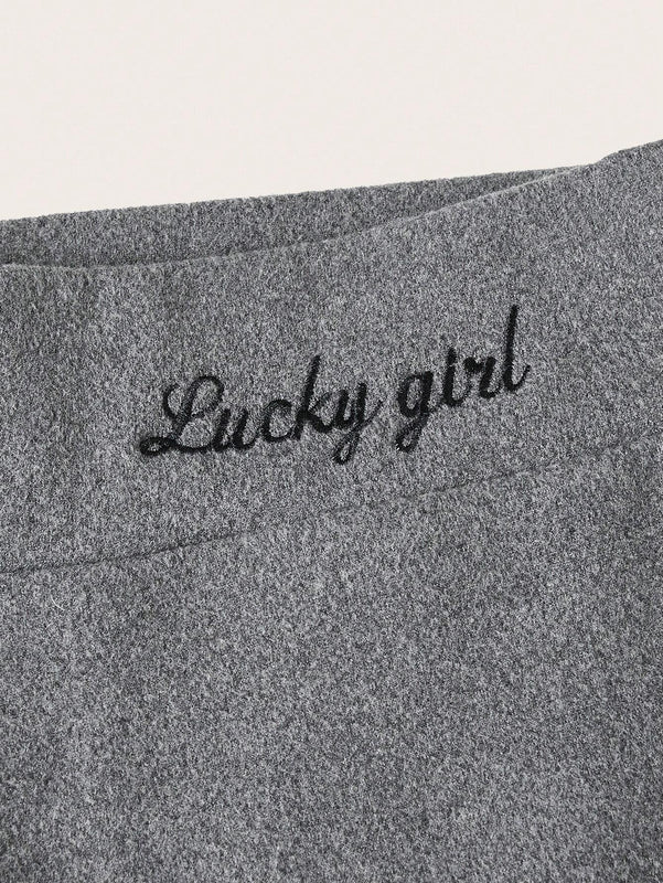 Essnce 2 piezas Pantalones con estampado de letra de cintura ancha