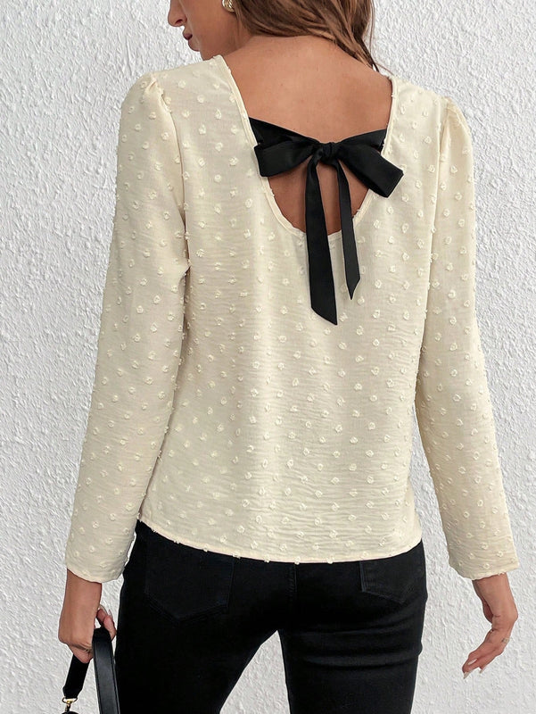 LUNE Blusa de lunares con cordon trasero