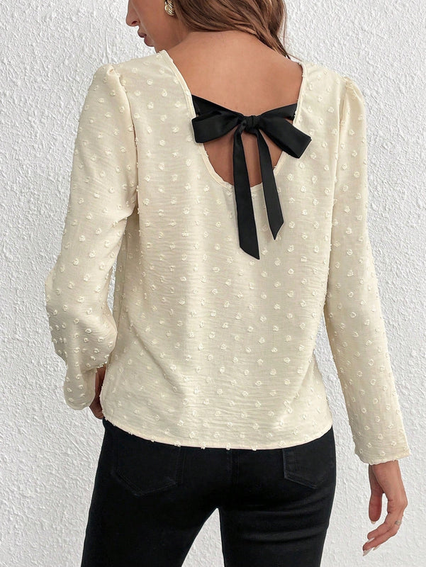 LUNE Blusa de lunares con cordon trasero