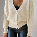 Cardigan casual de un solo botonadura de mangas largas y hombros caidos de unicolor para mujer, otono/invierno