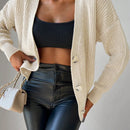Cardigan casual de un solo botonadura de mangas largas y hombros caidos de unicolor para mujer, otono/invierno