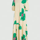 Unity Vestido smock con estampado floral de manga farol bajo con fruncido