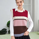 EZwear Chaleco de punto de color combinado sin camisa