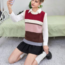 EZwear Chaleco de punto de color combinado sin camisa