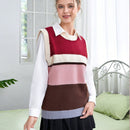 EZwear Chaleco de punto de color combinado sin camisa