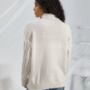 EZwear Jersey cuello alto tejido de cable de hombros caidos
