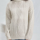 EZwear Jersey cuello alto tejido de cable de hombros caidos