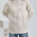 EZwear Jersey cuello alto tejido de cable de hombros caidos