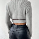 EZwear Jersey crop de cuello en contraste con cordon delantero