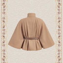 Vintamour abrigo capa elegante con cuello de pie de unicolor para mujer, para otono/invierno