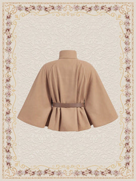 Vintamour abrigo capa elegante con cuello de pie de unicolor para mujer, para otono/invierno