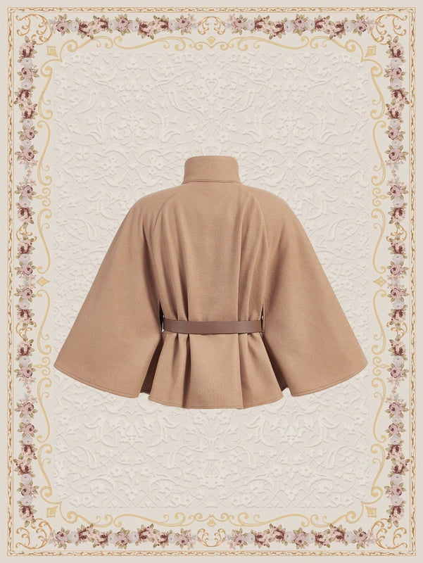 Vintamour abrigo capa elegante con cuello de pie de unicolor para mujer, para otono/invierno