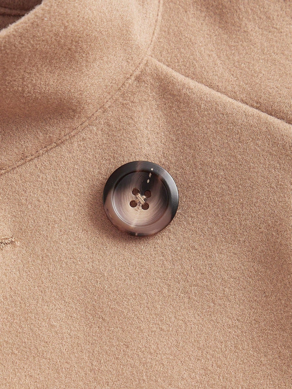 Vintamour abrigo capa elegante con cuello de pie de unicolor para mujer, para otono/invierno
