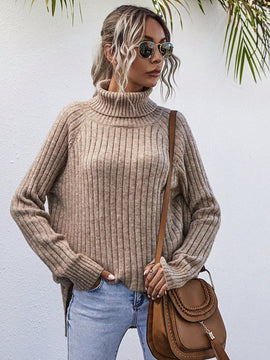 LUNE Jersey cuello alto de manga raglan bajo con abertura