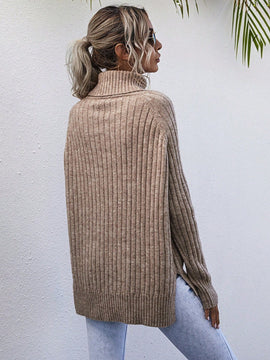 LUNE Jersey cuello alto de manga raglan bajo con abertura