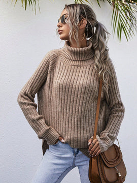 LUNE Jersey cuello alto de manga raglan bajo con abertura