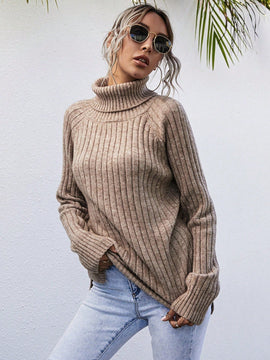 LUNE Jersey cuello alto de manga raglan bajo con abertura