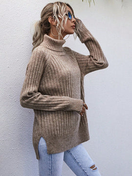 LUNE Jersey cuello alto de manga raglan bajo con abertura