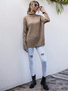 LUNE Jersey cuello alto de manga raglan bajo con abertura