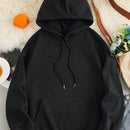Icon sudadera con capucha termica con bolsillo tipo canguro, cordon y grafico de eslogan y labios, disfruta de tu tiempo personal, por favor manten la voz baja, hazte una taza de cafe