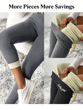 Essnce 2 piezas Pantalones con estampado de letra de cintura ancha