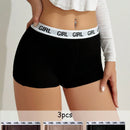 3 piezas Boyshorts de cintura con cinta con letra