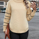 Essnce Jersey con patron de rayas cuello alto de manga raglan bajo con abertura
