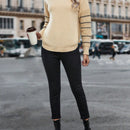 Essnce Jersey con patron de rayas cuello alto de manga raglan bajo con abertura