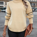 Essnce Jersey con patron de rayas cuello alto de manga raglan bajo con abertura
