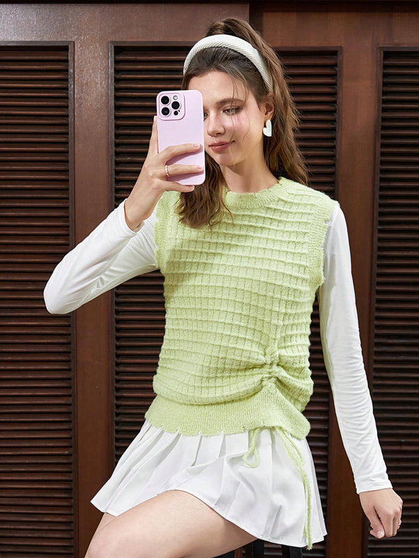 EZwear Chaleco de punto con cordon delantero