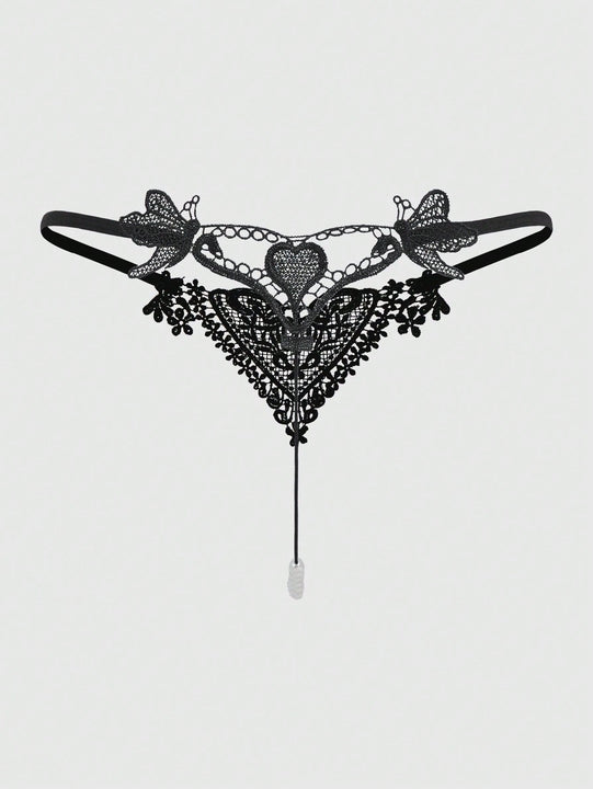 ROMWE Fairycore Ropa Interior Femenina Encaje Con Diseno Trasero En T Hueco