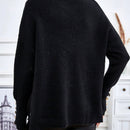 LUNE Jersey cuello alto de hombros caidos con diseno de boton bajo con abertura