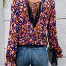 Frenchy Blusa con estampado con cordon trasero de manga amplia