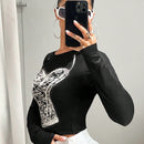 Camiseta crop con estampado de dibujo