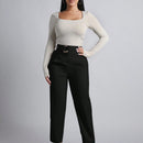 Petite pantalones de pana para mujer con cintura elastica en la parte trasera, apropiados para otono e invierno