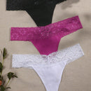 3 Piezas Sexy Lenceria Tanga De Encaje Con Diseno De Flores Margaritas
