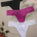 3 Piezas Sexy Lenceria Tanga De Encaje Con Diseno De Flores Margaritas