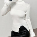 EZwear Jersey cuello alto de peluche puno bajo con abertura