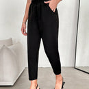 Pantalones conicos unicolor de cintura elastica