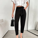 Pantalones conicos unicolor de cintura elastica