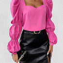Prive Blusa de mangas de virago con cuello de corazon para mujer