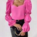Prive Blusa de mangas de virago con cuello de corazon para mujer