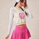 EZwear Chaleco Sin Mangas De Mujer Con Bordado De Corazon Y Detalle De Ribete Con Volantes En El Cuello