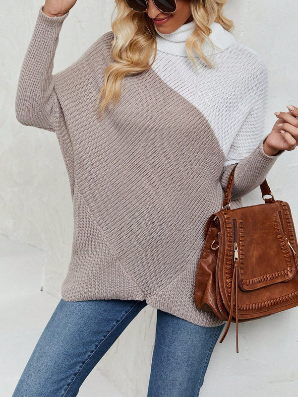 LUNE Jersey De Cuello Alto Y Mangas Murcielago Con Bloqueo De Color