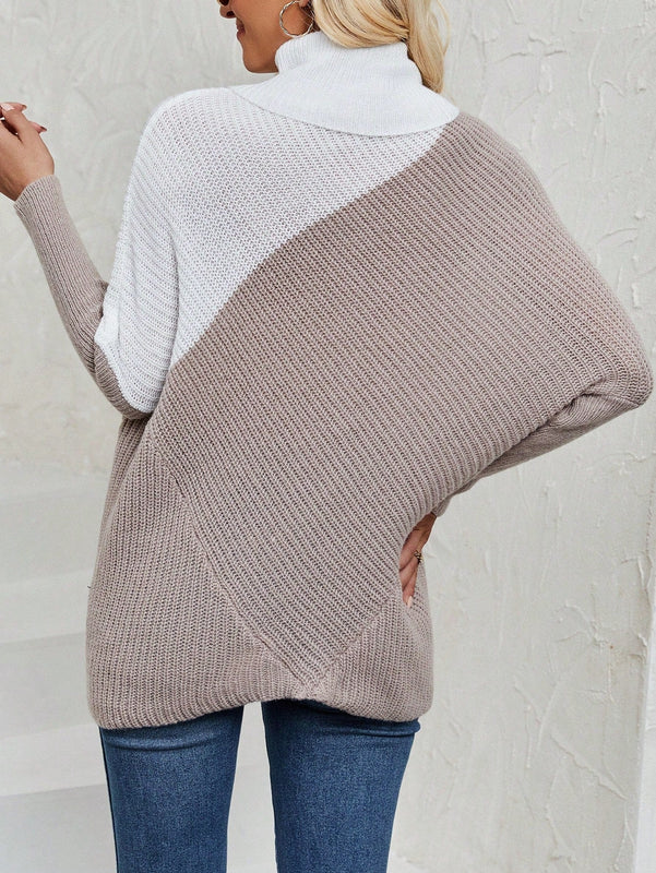 LUNE Jersey De Cuello Alto Y Mangas Murcielago Con Bloqueo De Color