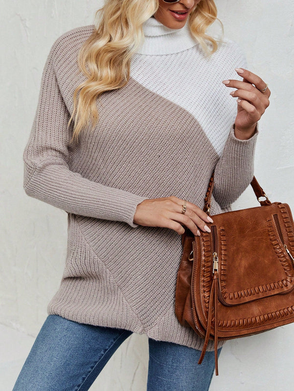 LUNE Jersey De Cuello Alto Y Mangas Murcielago Con Bloqueo De Color