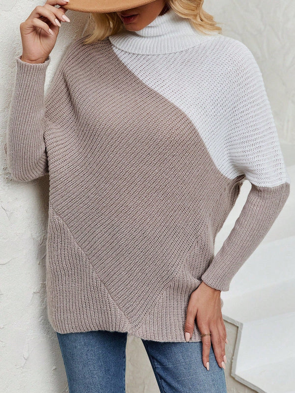 LUNE Jersey De Cuello Alto Y Mangas Murcielago Con Bloqueo De Color