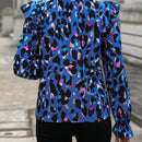 LUNE Blusa con estampado ribete con fruncido de manga con volante