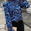 LUNE Blusa con estampado ribete con fruncido de manga con volante